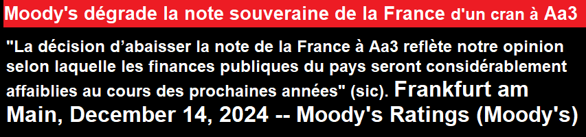 Moody's dgrade la note souveraine de la France d'un cran  Aa3 